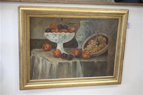 Manner of Purvis de Chavannes Still life of fruit, 44 x 62cm